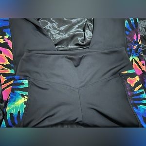 Pink black and tie dye leggings